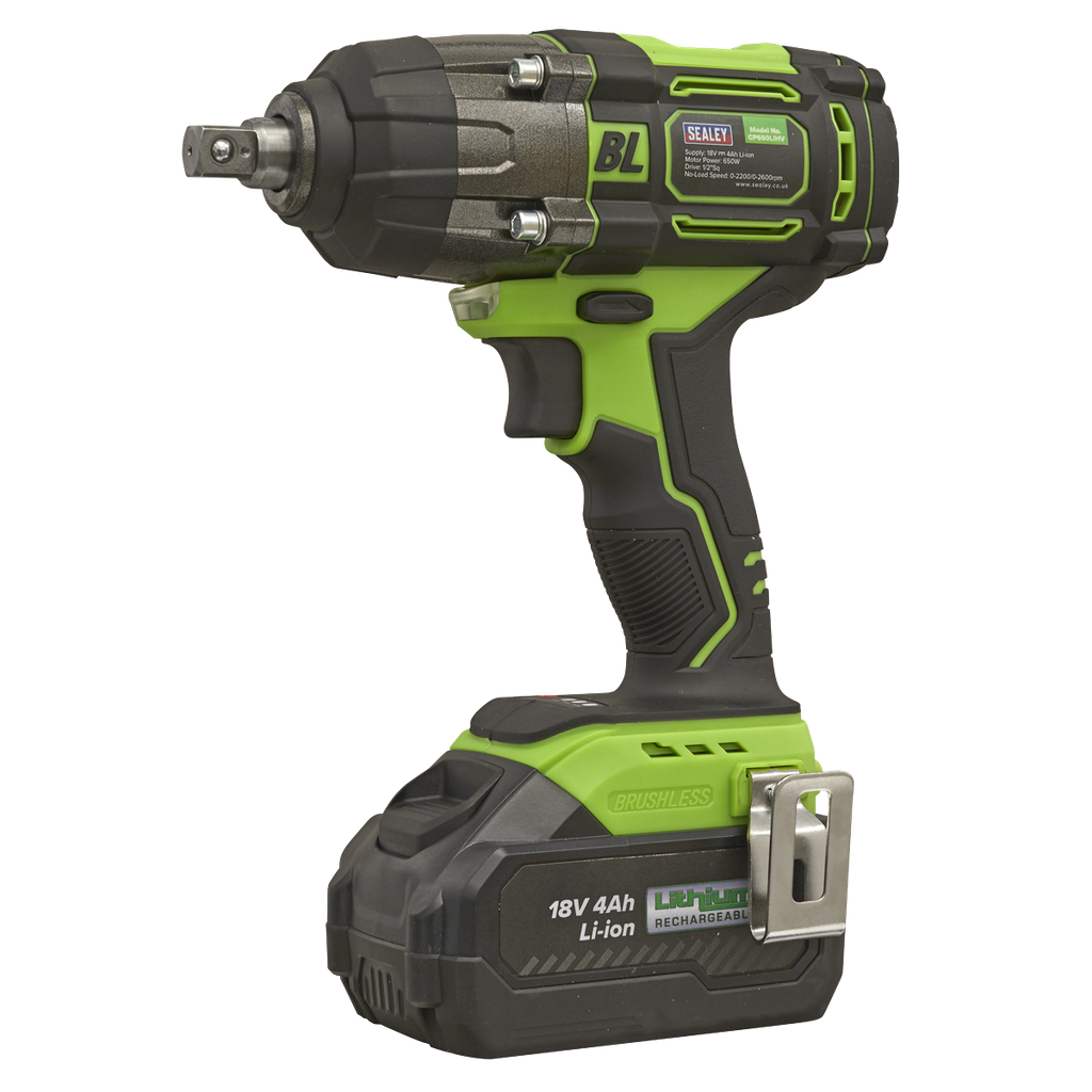 1/2"Sq Drive Cordless Brushless Impact Wrench 18V 4Ah
