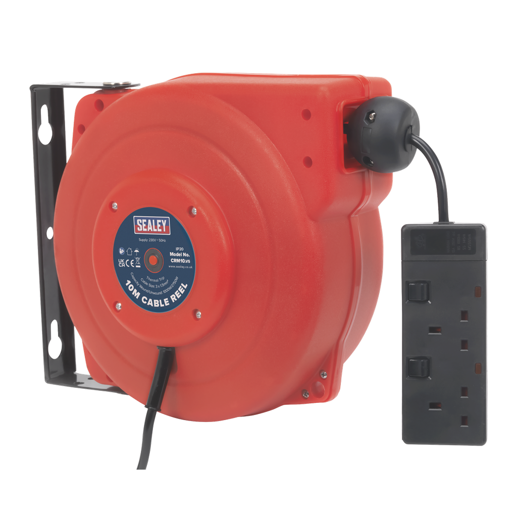 10m Retractable Cable Reel System 2 x 230V