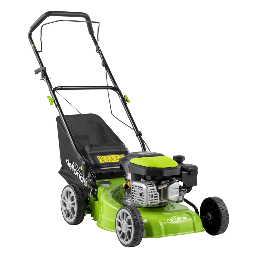 Dellonda Hand-Propelled Petrol Lawnmower Grass Cutter, 127cc 17"/41cm 4-Stroke