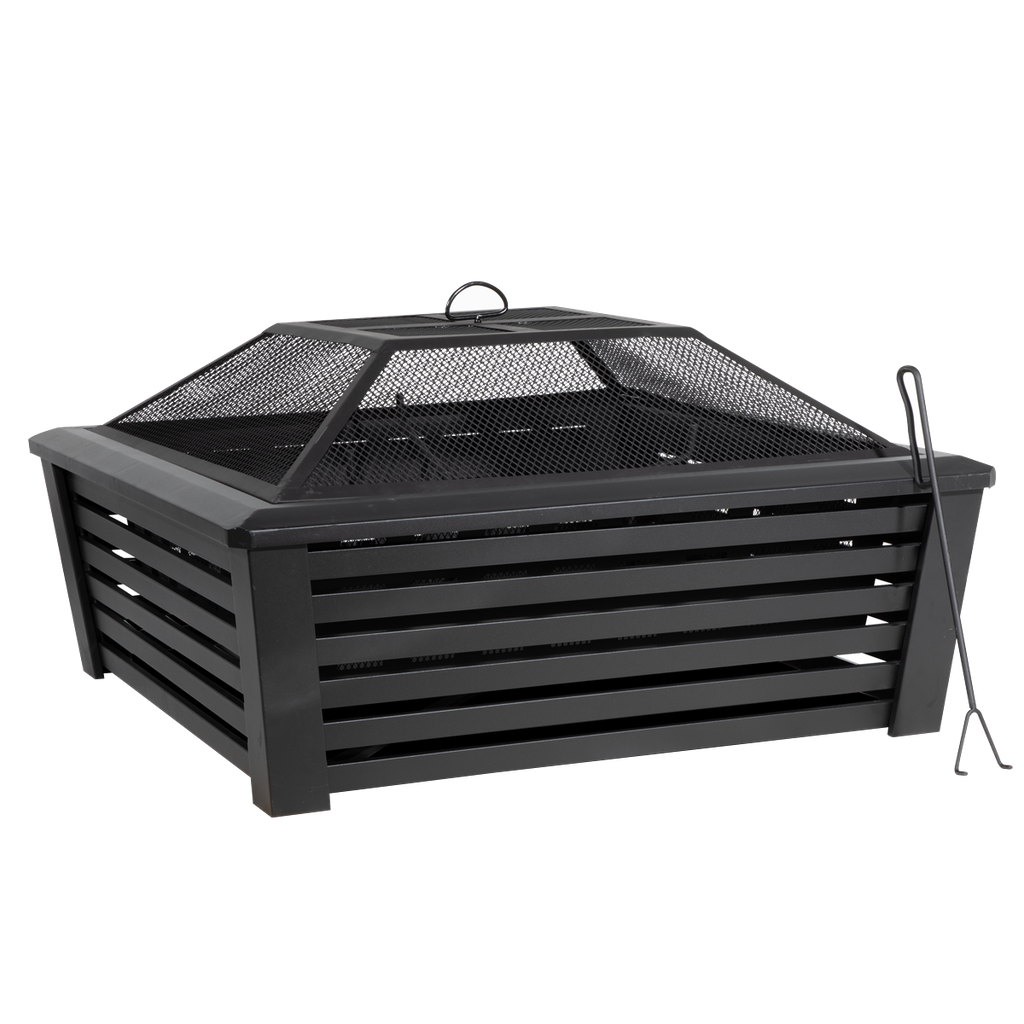 Dellonda 89cm Square Outdoor Fire Pit, Black
