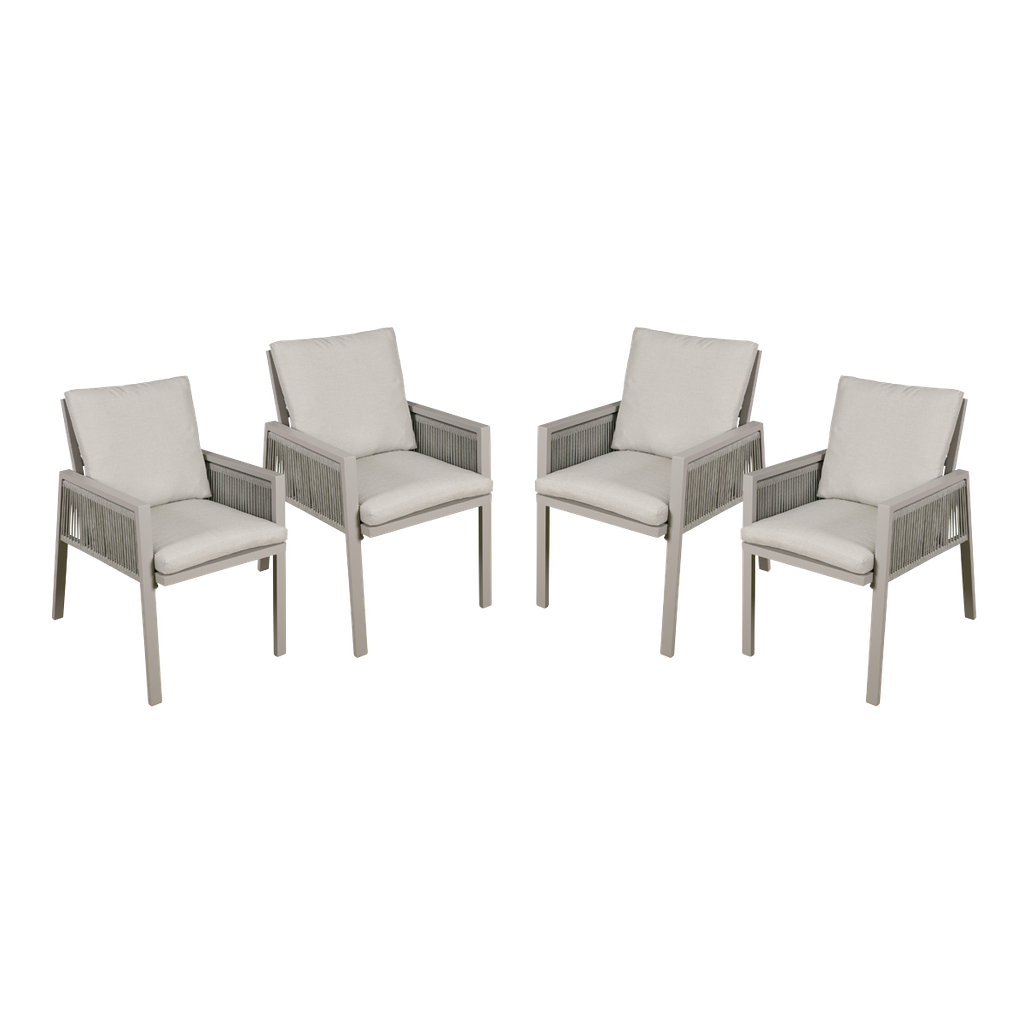 Dellonda Fusion Garden/Patio Dining Chairs with Armrests 4pc - Light Grey