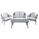Dellonda Echo Aluminium Outdoor Sofa, Chair & Coffee Table Set 4pc