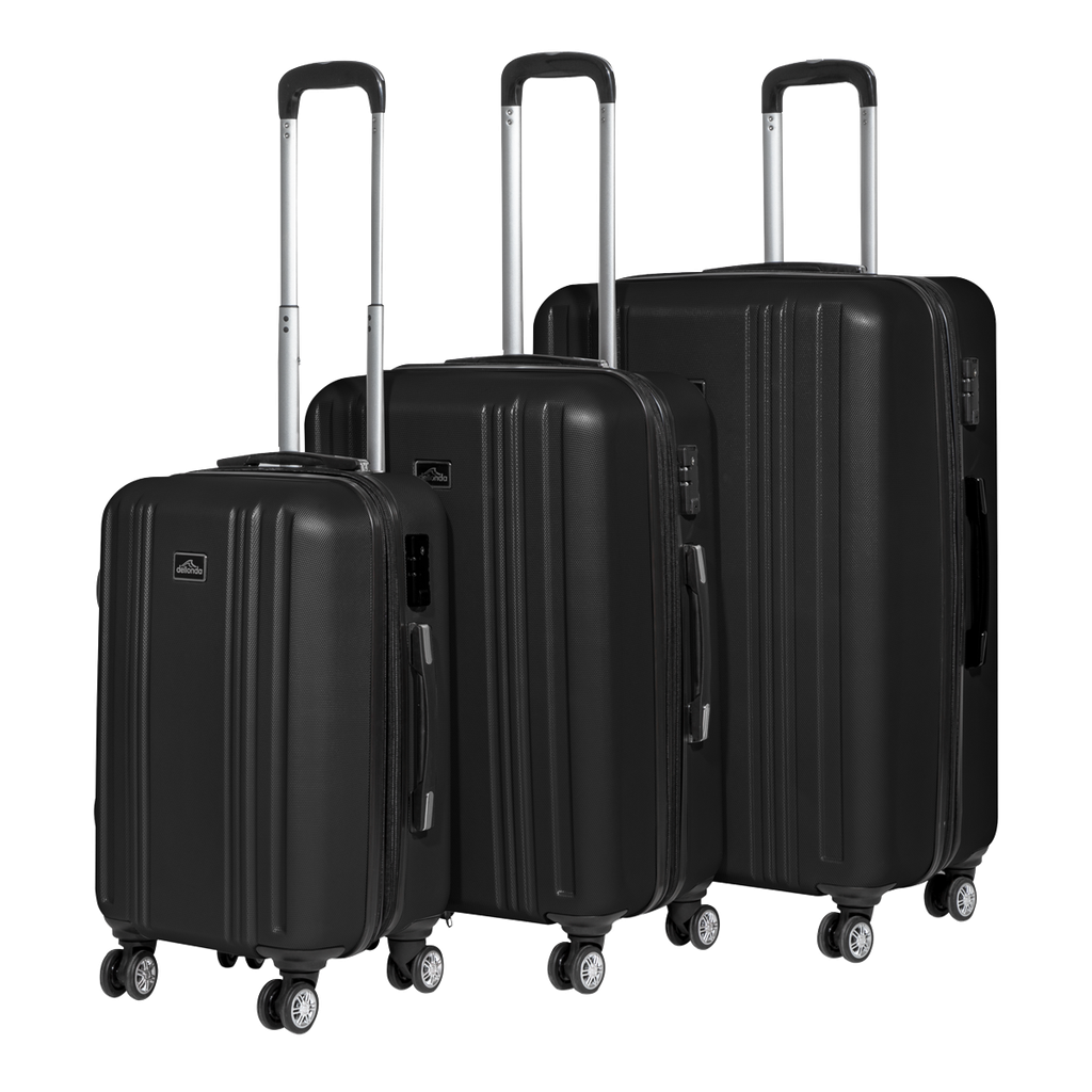 Dellonda Lightweight ABS Luggage Set with TSA Lock - Black