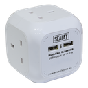 1.4m Extension Cable Cube 4 x 230V & 2 x USB Sockets - White
