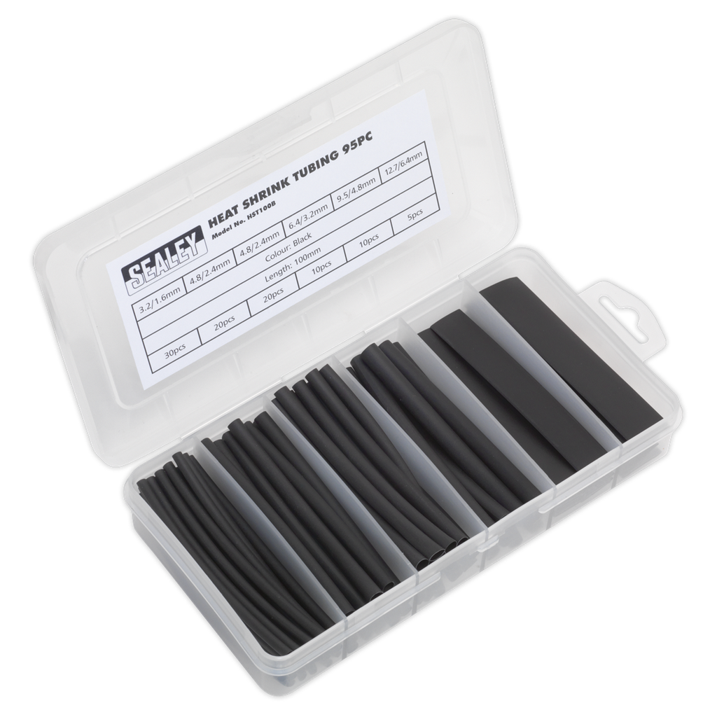 Heat Shrink Tubing Assortment 100mm 95pc - Black