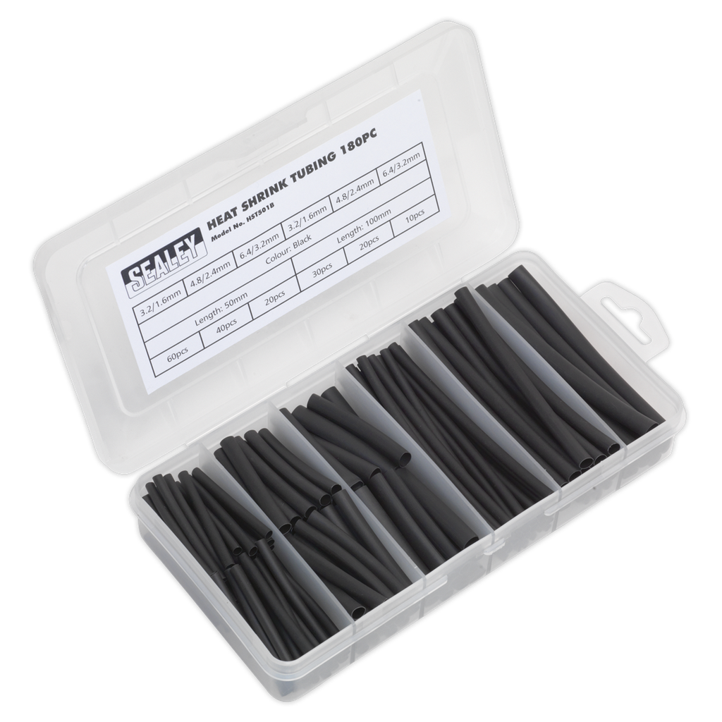 Heat Shrink Tubing Assortment 50 & 100mm 180pc - Black