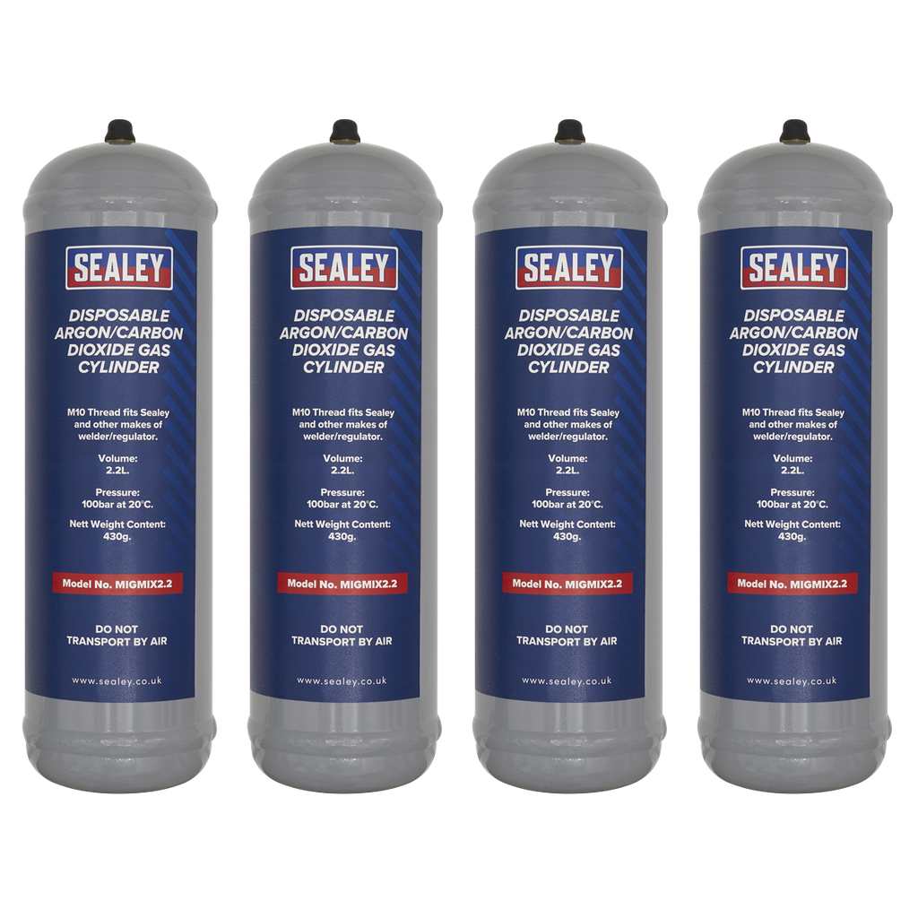 Disposable Argon/Carbon Dioxide Gas Cylinder 430g, 2.2L - Pack of 4