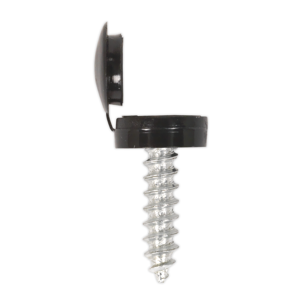 Numberplate Screw with Flip Cap 4.2 x 19mm, Black - Pack of 50