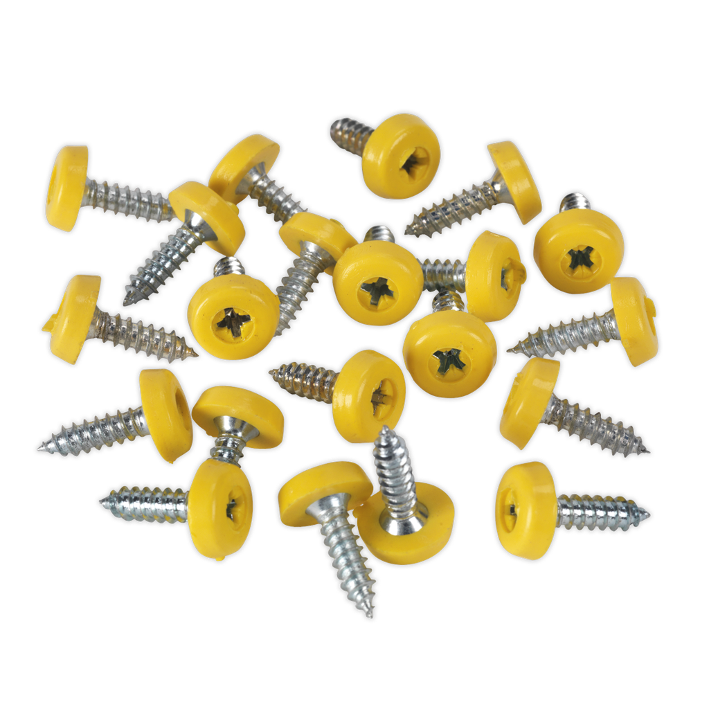 Numberplate Screw with Plastic Enclosed Head 4.8 x 18mm, Yellow - Pack of 50