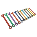 Siegen Multi-Coloured Combination Ratchet Spanner Set 12pc