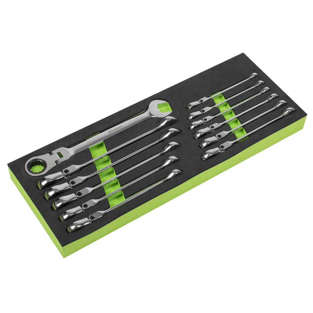 Siegen Flexi-Head Ratchet Combination Spanner Set 12pc