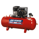 150L Belt Drive Air Compressor with Cast Cylinders 3hp