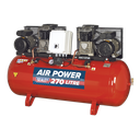 270L Belt Drive Air Compressor with Cast Cylinders 2 x 3hp