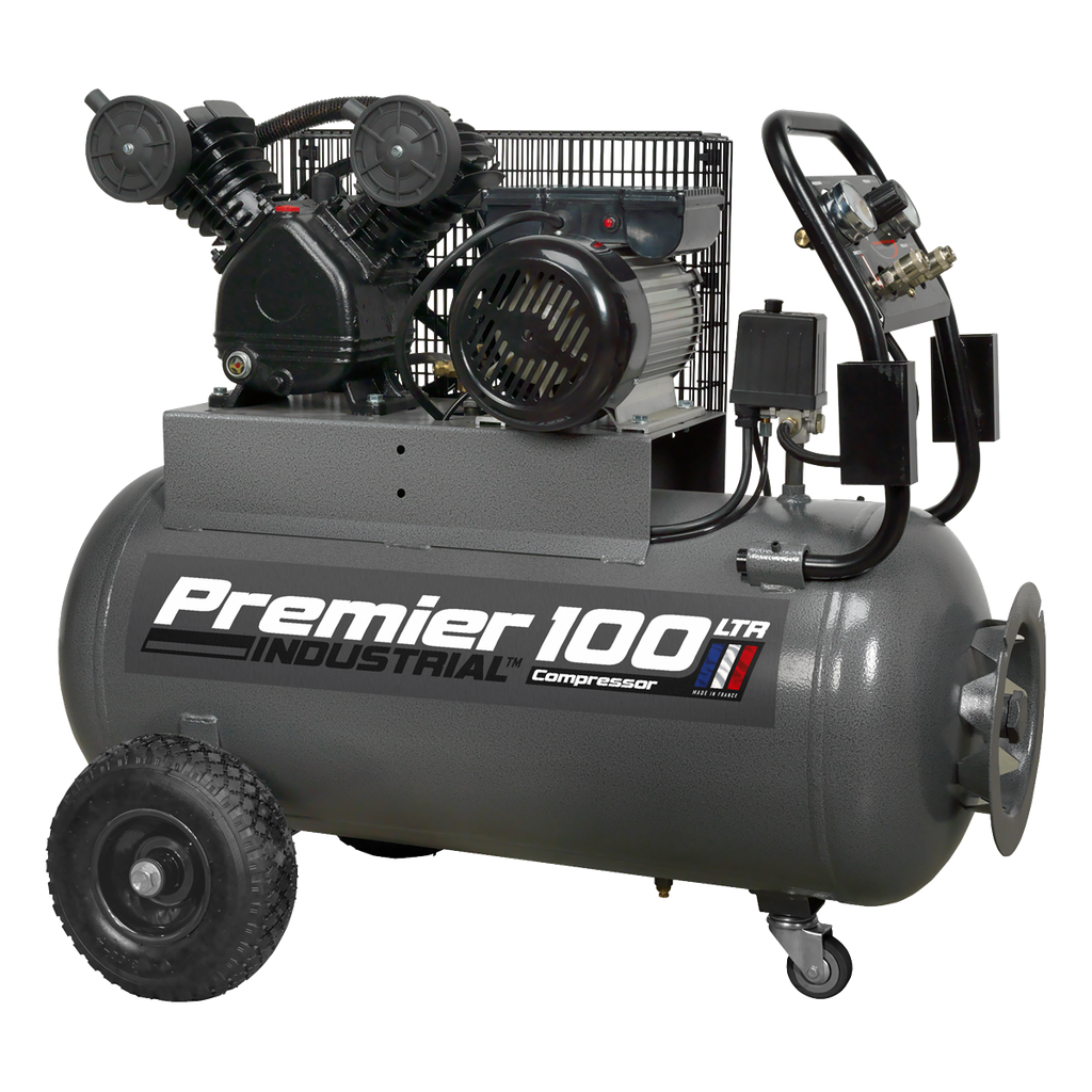 Premier 100L Belt Drive Air Compressor with Front Control Panel 3hp