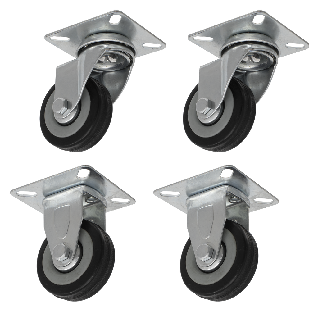 50mm Castor Wheel Combo with Fixed & Swivel Plate 4pc