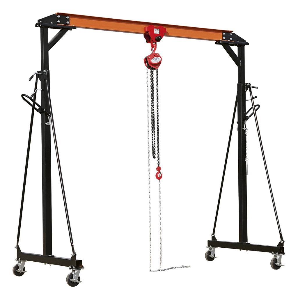 Portable Lifting Adjustable Gantry Crane 1 Tonne & Hoist Combo