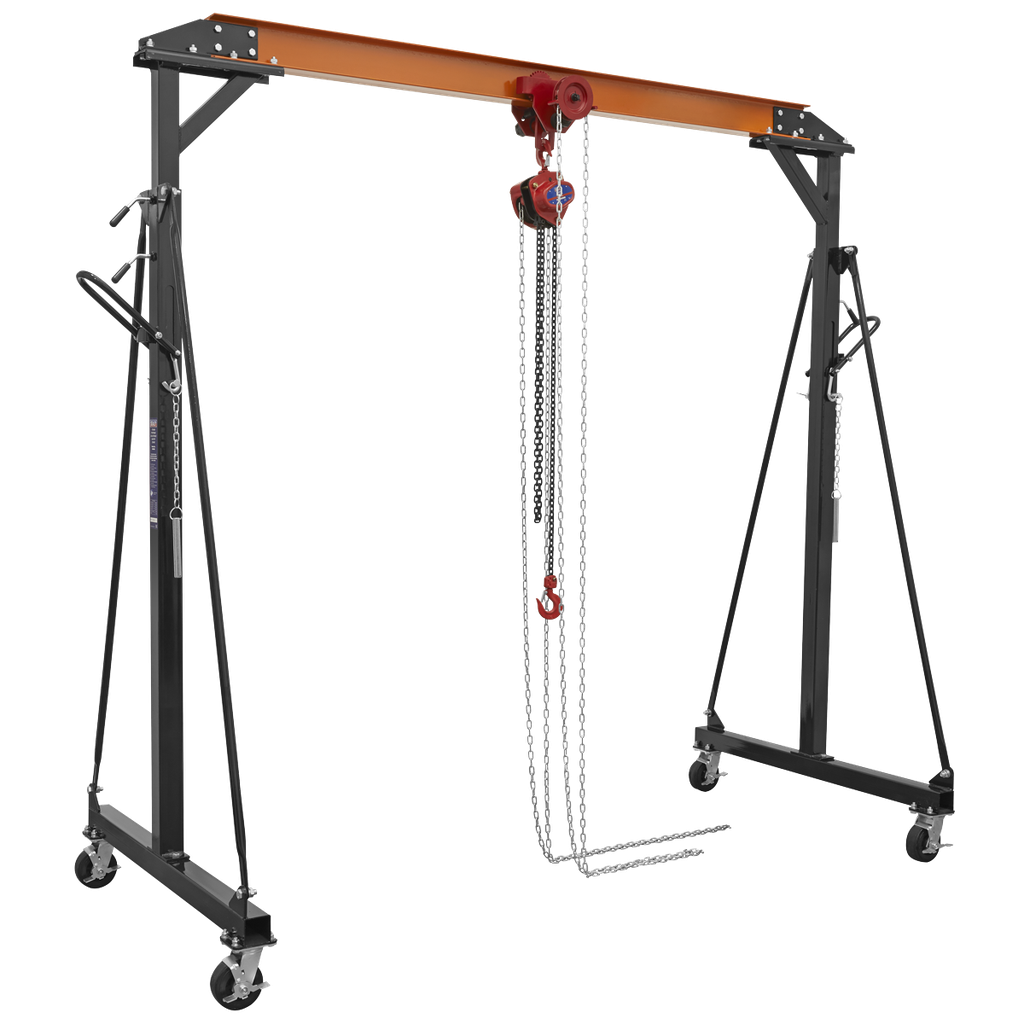 Portable Adjustable Gantry Crane with Geared Trolley Combo 1 Tonne