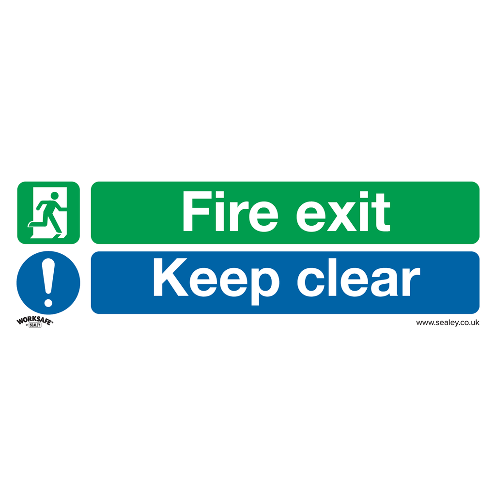 Worksafe® Fire Exit Keep Clear Safety Sign - Self-Adhesive Vinyl