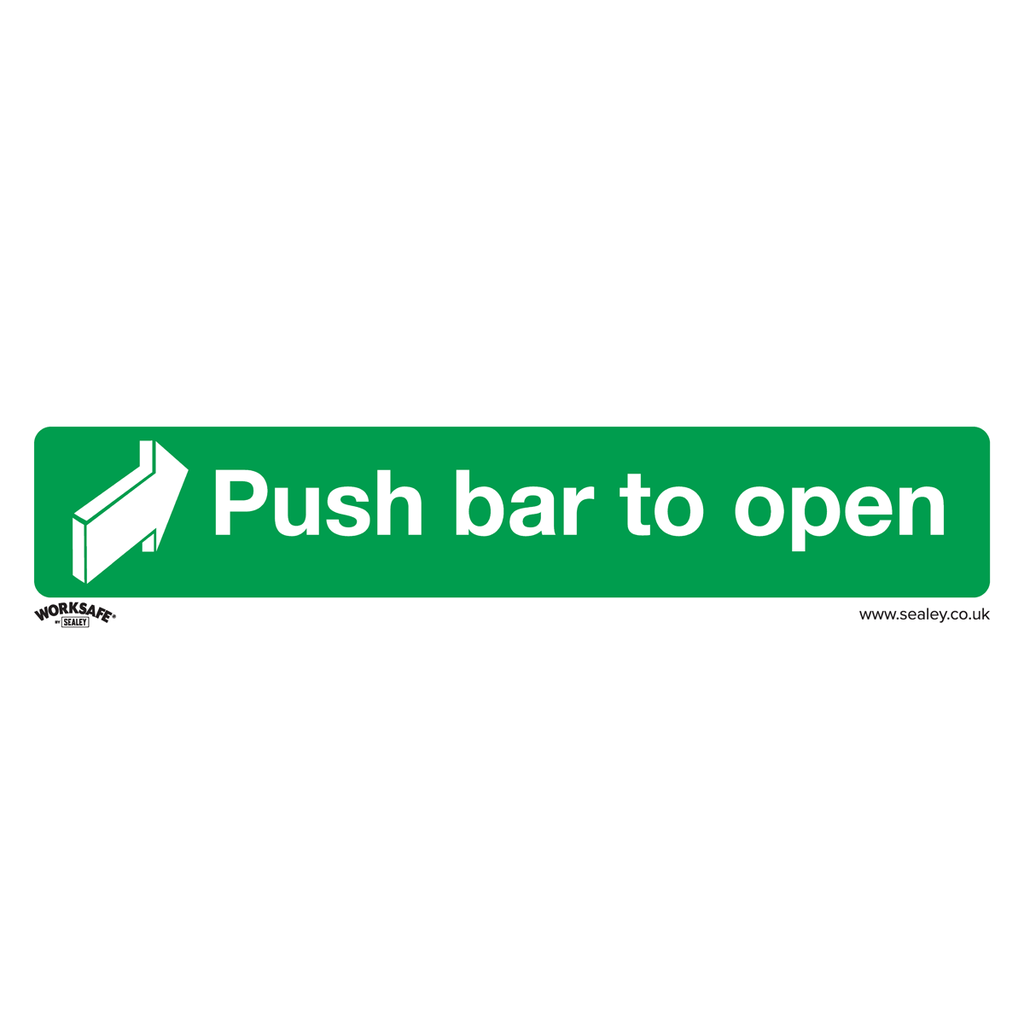 Worksafe® Push Bar To Open Safety Sign, Self-Adhesive Vinyl - Pack of 10