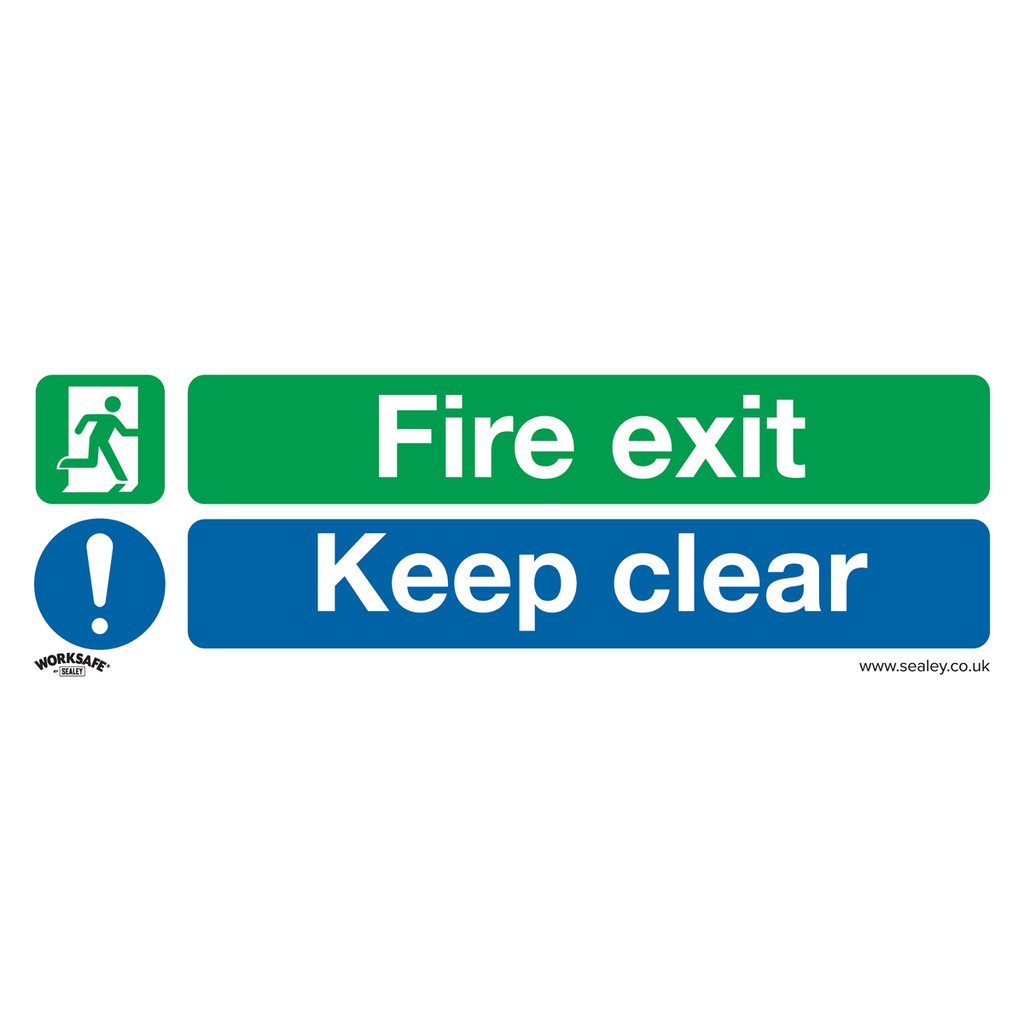 Worksafe® Fire Exit Keep Clear (Large) Safety Sign - Self-Adhesive Vinyl