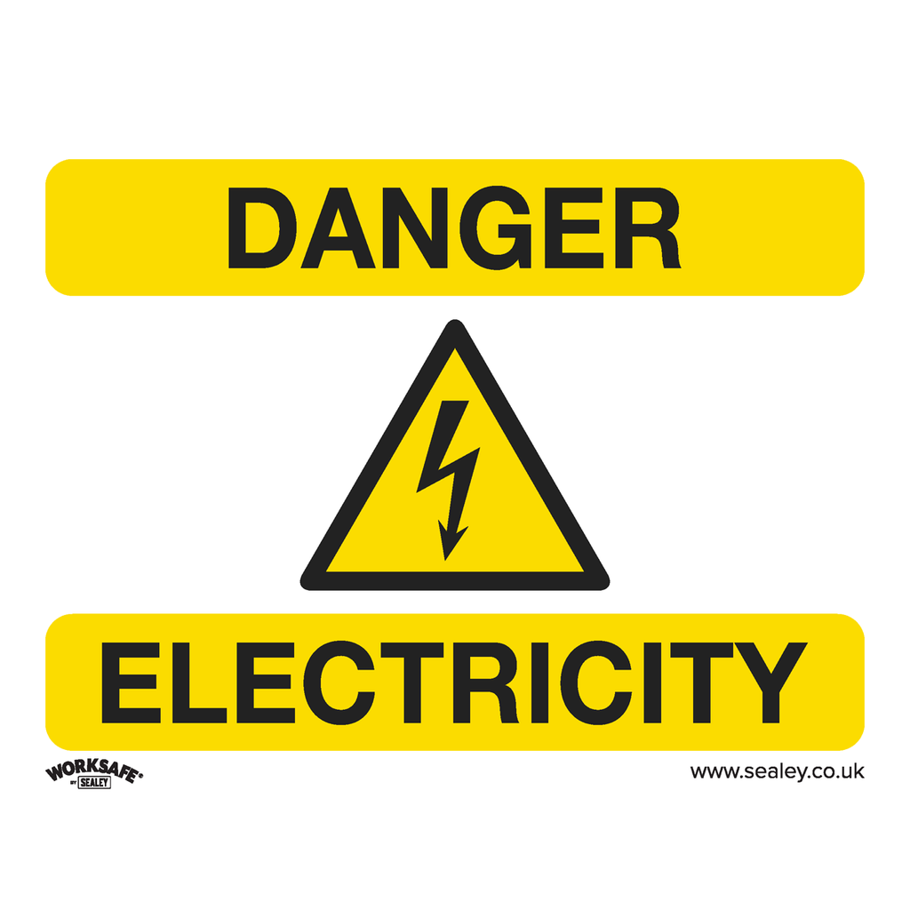 Worksafe® Danger Electricity Safety Sign, Self-Adhesive Vinyl - Pack of 10