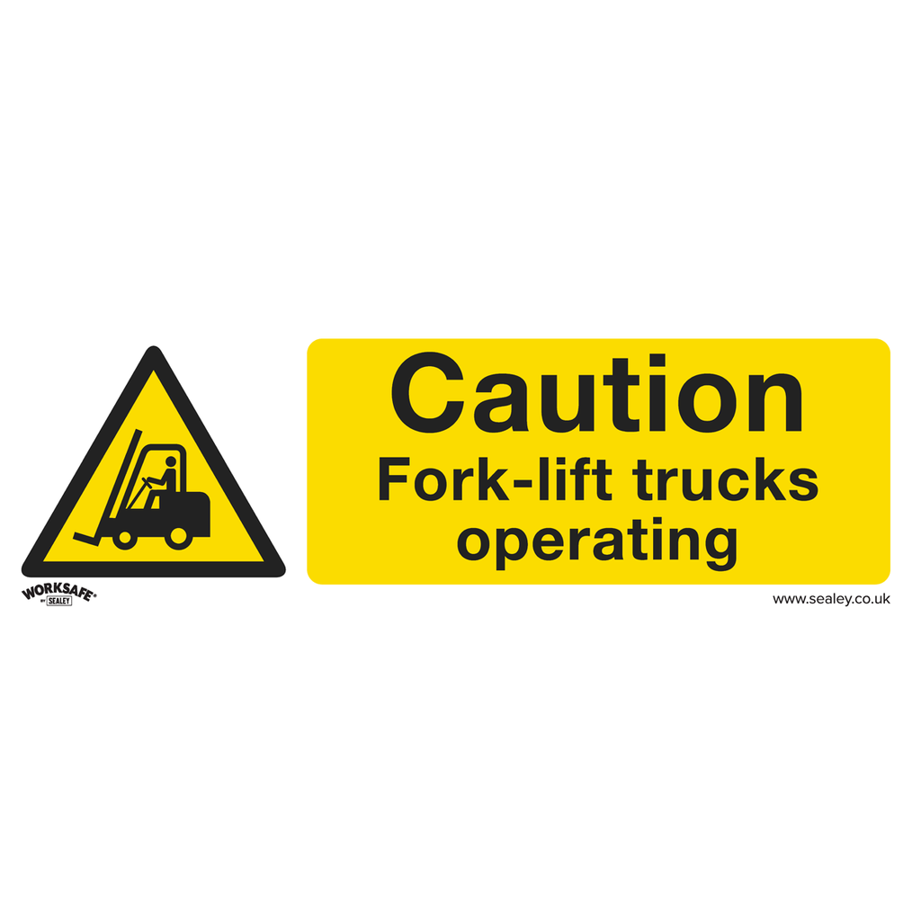 Worksafe® Caution Fork-Lift Trucks Safety Sign - Self-Adhesive Vinyl