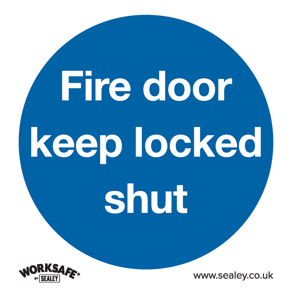 Worksafe® Fire Door Keep Locked Shut Safety Sign, Rigid Plastic - Pack of 10