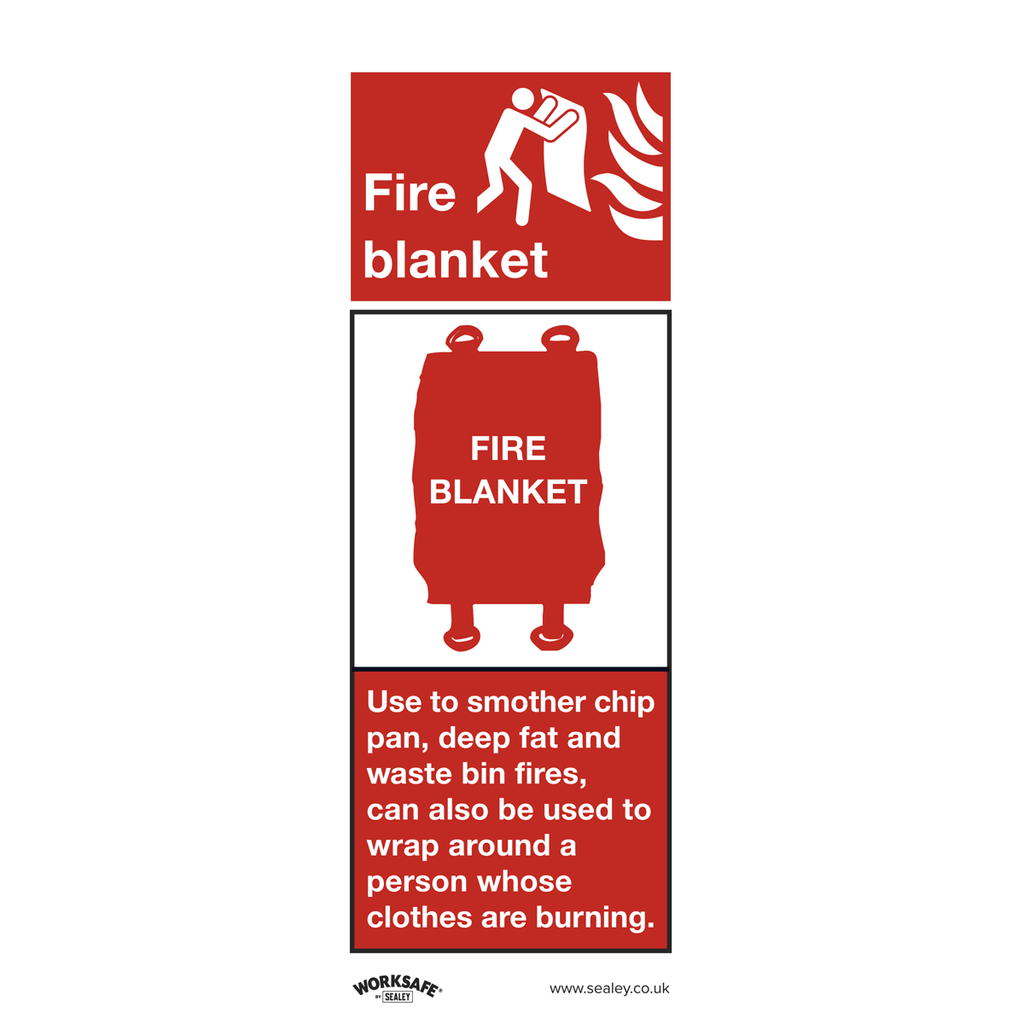 Worksafe® Fire Blanket, Rigid Plastic Safety Sign - Pack of 10