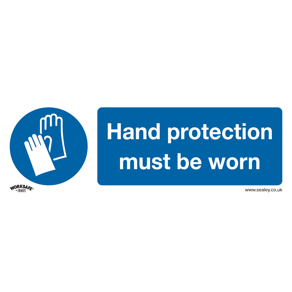 Worksafe® Hand Protection Must Be Worn Safety Sign, Rigid Plastic - Pack of 10