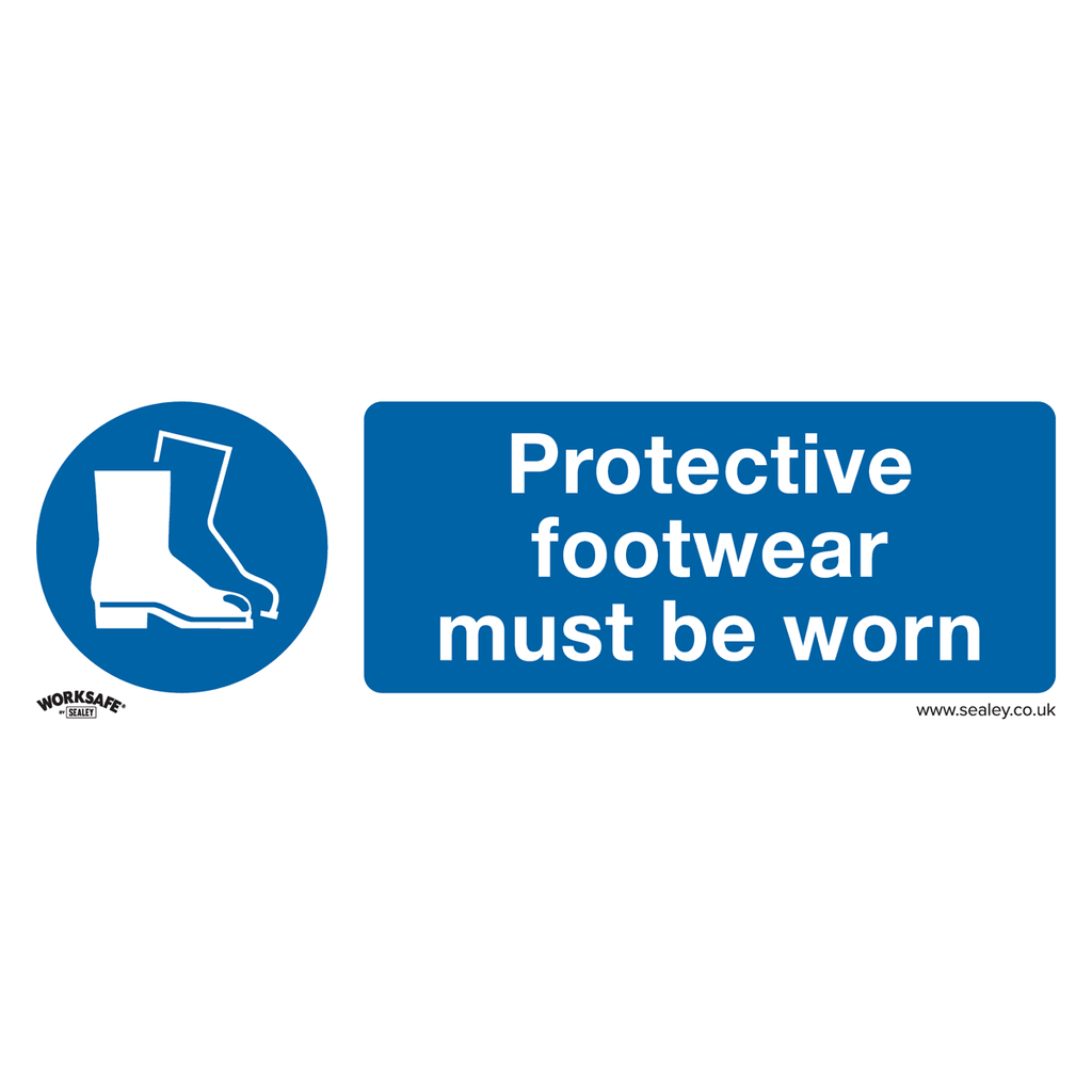 Worksafe® Protective Footwear Must Be Worn Safety Sign, Rigid Plastic - Pack of 10