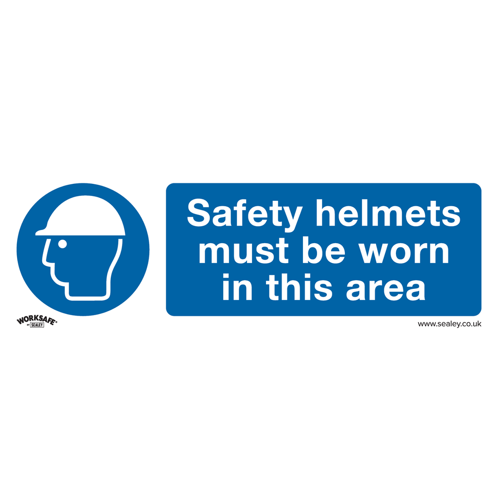 Worksafe® Safety Helmets Must Be Worn In This Area Safety Sign, Rigid Plastic - Pack of 10