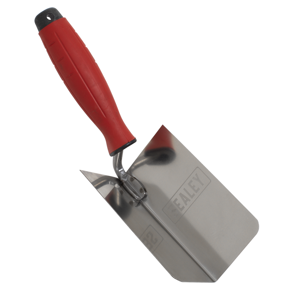 Stainless Steel Internal Corner Trowel with Rubber Handle 120 x 60mm