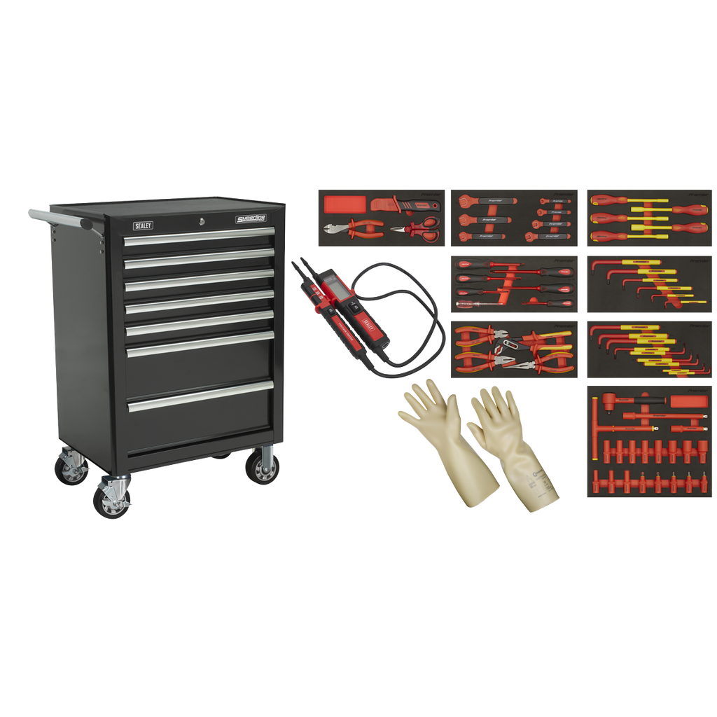 Insulated Tool Kit with 7 Drawer Rollcab 63pc