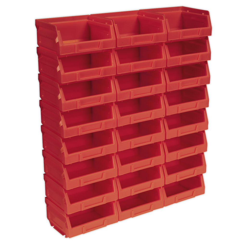 Plastic Storage Bin 105 x 85 x 55mm, Red - Pack of 24