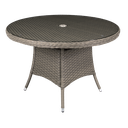 Dellonda Chester Rattan Wicker Round Outdoor Dining Table with Tempered Glass Top