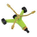 3-Arm Brass Sprinkler with Metal Wheeled Base