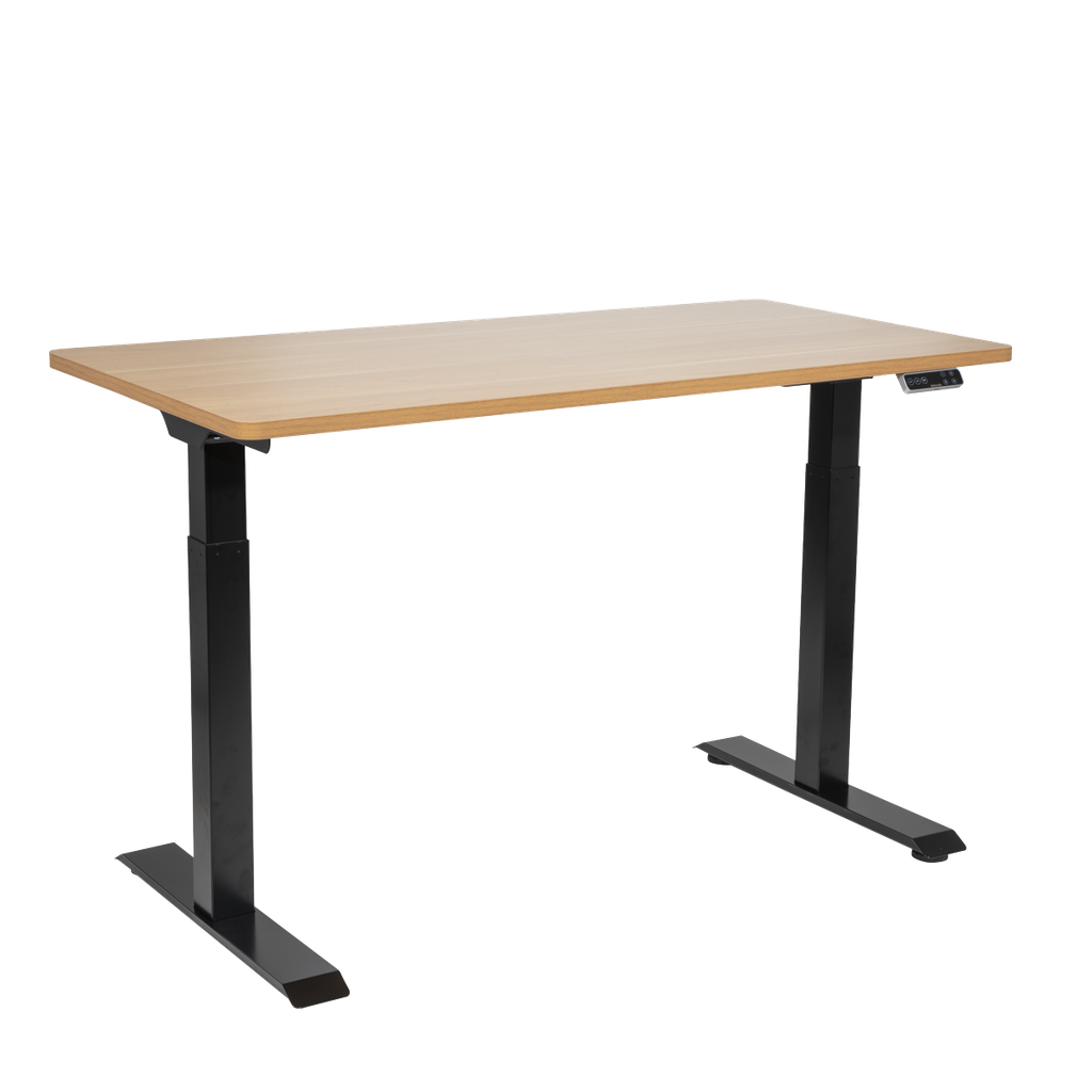 Dellonda Oak Electric Height Adjustable Standing Desk, 1400 x 700mm Dual Motor 100kg