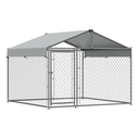 Dellonda Galvanised Steel Dog Kennel with Roof Cover & Chain Link Fencing 2 x 2 x 1.5m