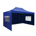 Dellonda Premium 3x4.5m Pop-Up Gazebo & Side Walls, PVC Coated, Water Resistant Fabric with Carry Bag, Rope, Stakes & Weight Bags - Blue