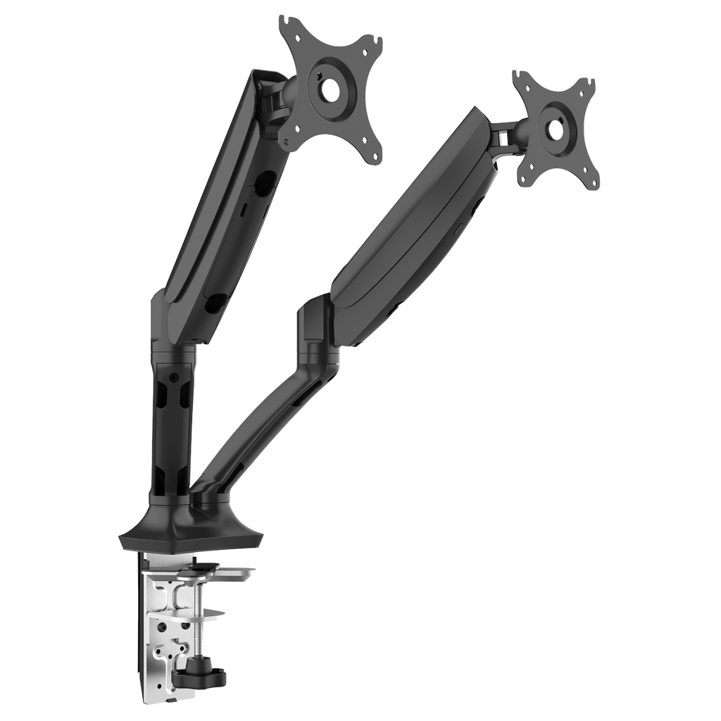 Dellonda Adjustable Double Monitor Arm with 360° Rotation - Black