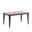 Dellonda Weather-Resistant Polypropylene/Fibreglass Dining Tables with Tempered Glass Top 150 x 90 x 76cm - Dark Brown
