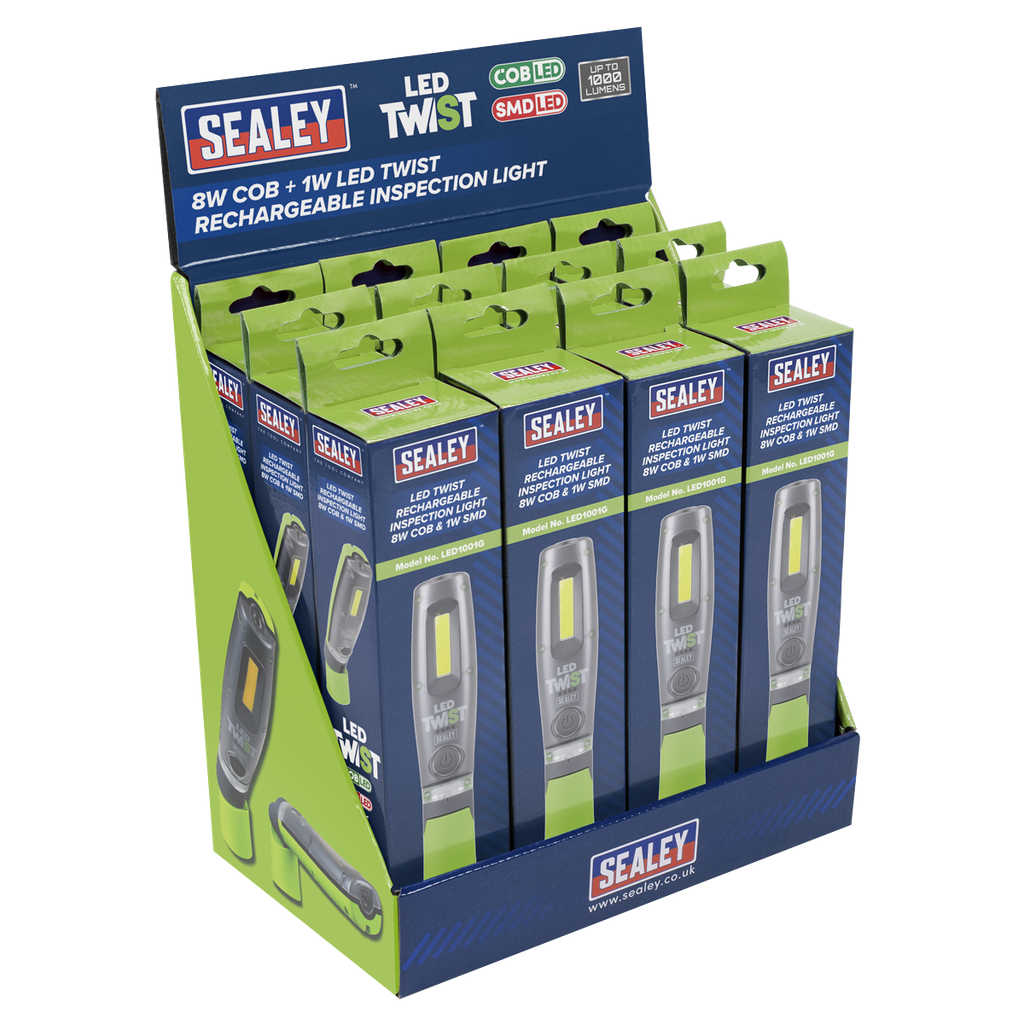 LED Twist Rechargeable Inspection Light, Green - Box of 12
