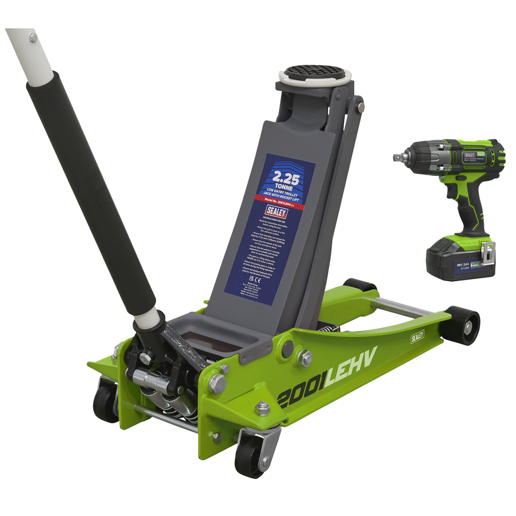 Trolley Jack & Cordless Impact Wrench Combo - Green
