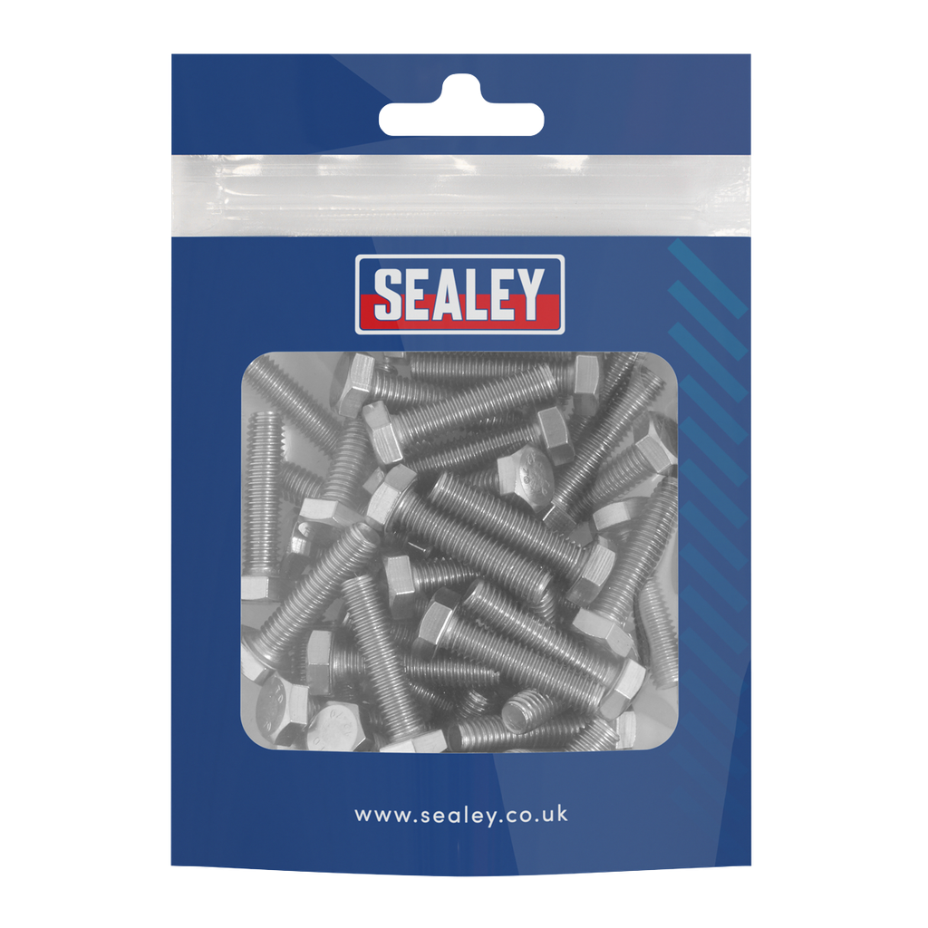 Stainless Steel Set Screw M6 x 25mm 1mm Pitch, DIN 933 - Pack of 50