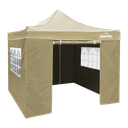 Dellonda Premium 2x2m Pop-Up Gazebo & Side Walls, PVC Coated, Water Resistant Fabric, Supplied with Carry Bag, Rope, Stakes & Weight Bags - Beige