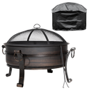 Dellonda 30" Deluxe 2-in-1 Outdoor Fire Pit & Coffee Table, Antique Bronze Effect with Water-Resistant Drawstring Cover