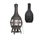 Dellonda Deluxe 360° Chiminea/Fire Pit/Outdoor Heater with Fire Poker & Water Resistant Drawstring Cover - Antique Bronze Finish - DG241