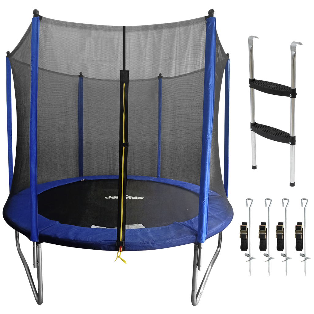 Dellonda Heavy-Duty Outdoor Trampoline with Safety Enclosure Net, Anchors & Ladder 8ft