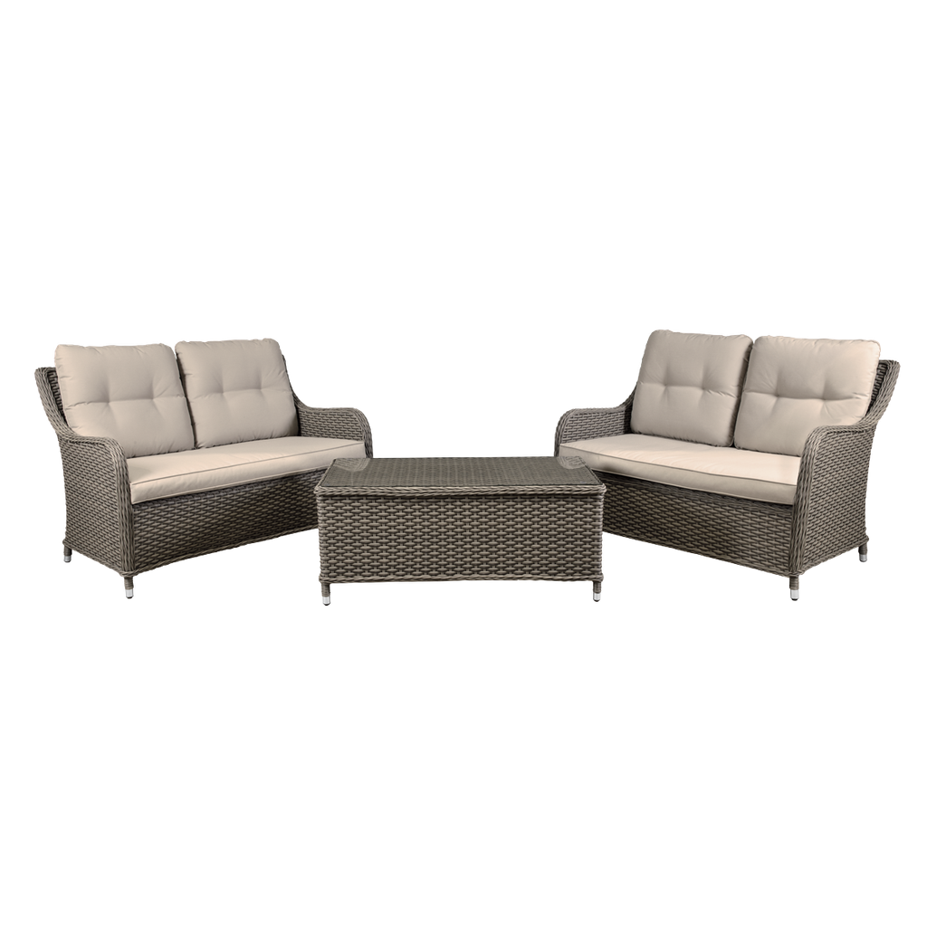 Dellonda Chester Rattan Wicker Outdoor Lounge Set 3pc