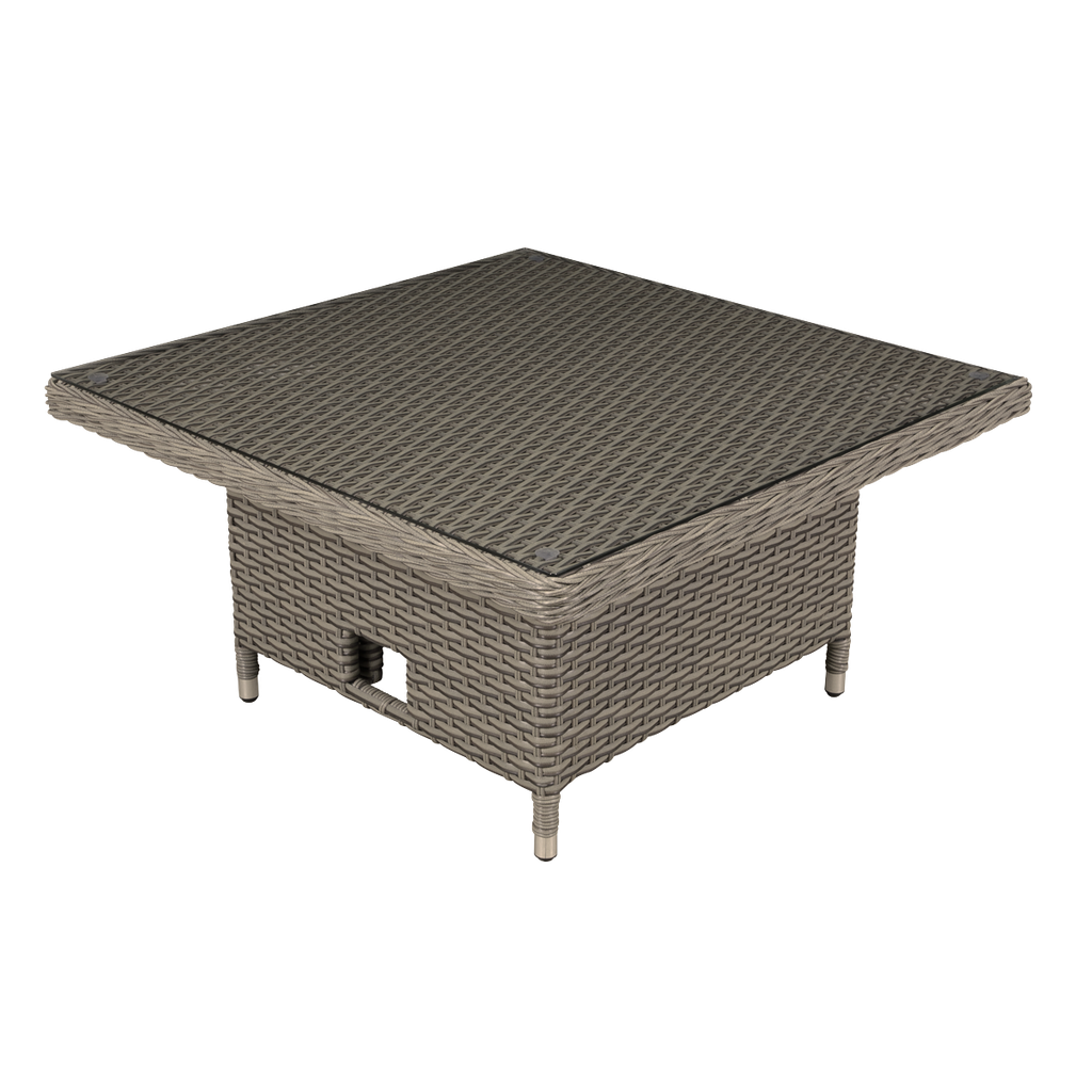 Dellonda Chester Rattan Wicker Adjustable-Height Outdoor Dining Table